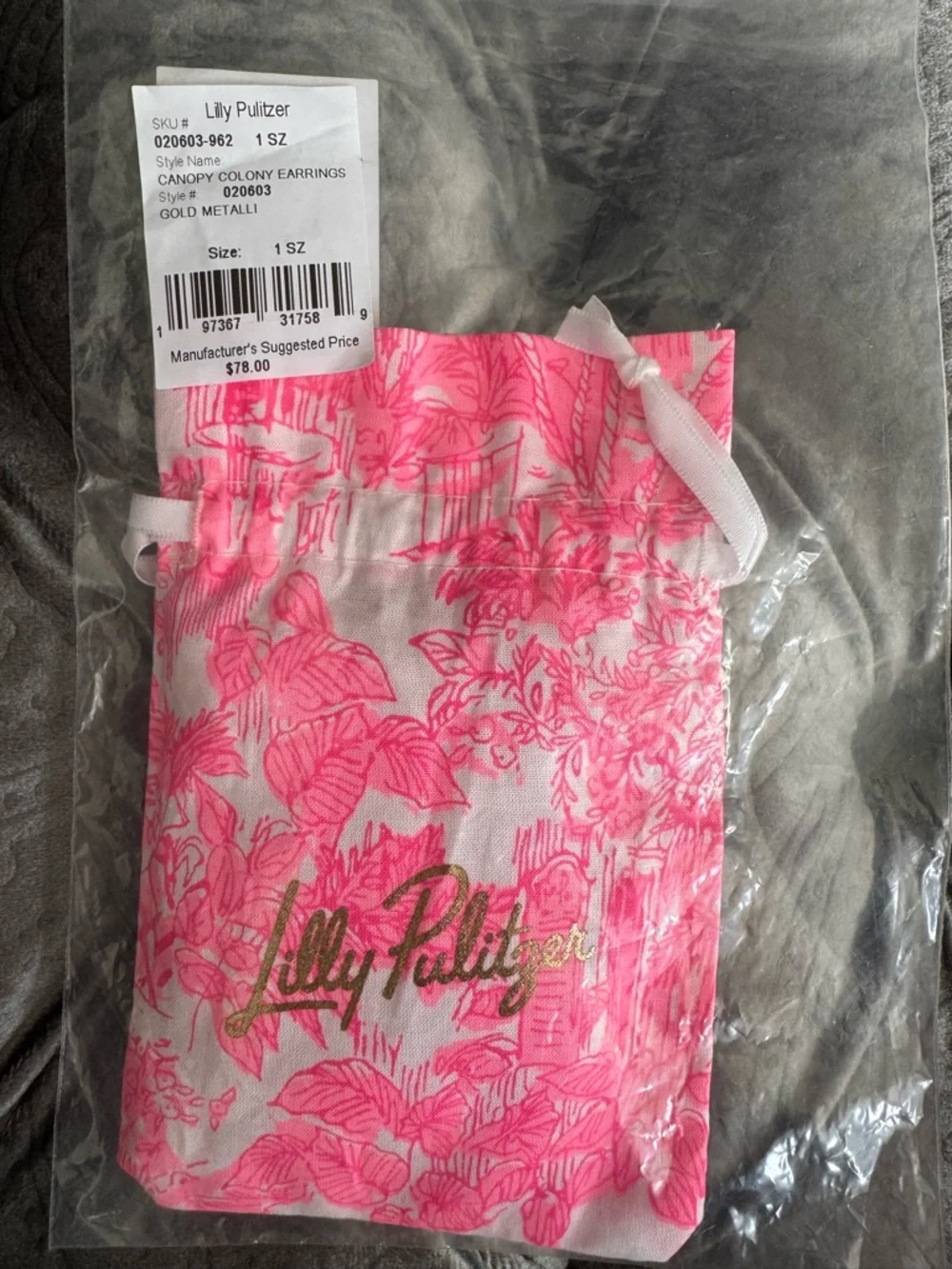 NWT Lilly Pulitzer Canopy Colony Earrings “Gold Metallic”